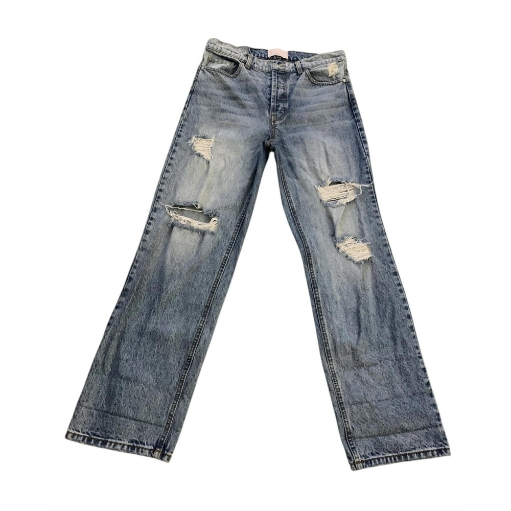 Revice Denim Jeans Women 30 Light Blue Distressed Straight Leg Grunge Aesthetic